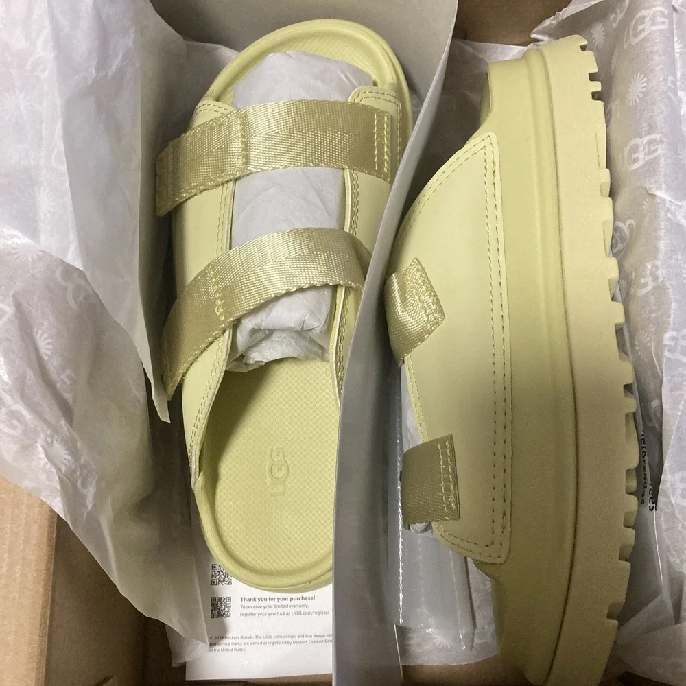 UGG Kid's GoldenGlow Slide Sandals Size 3 Big‎ Girls Golden Yellow NEW IN BOX